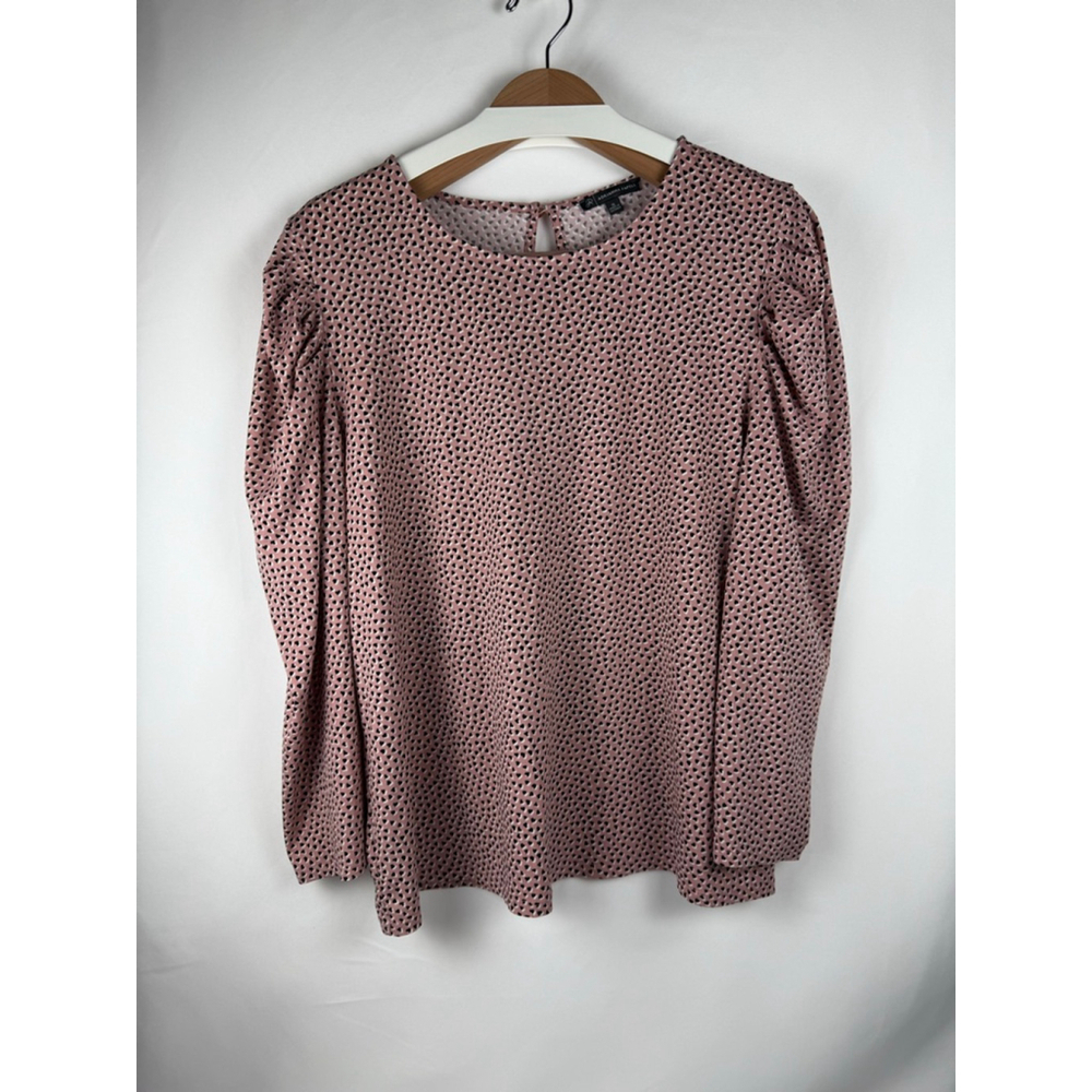 Women's Adrianna Papell Blouse Pink/Black Heart Print Size XL $15 w/$25 purchase